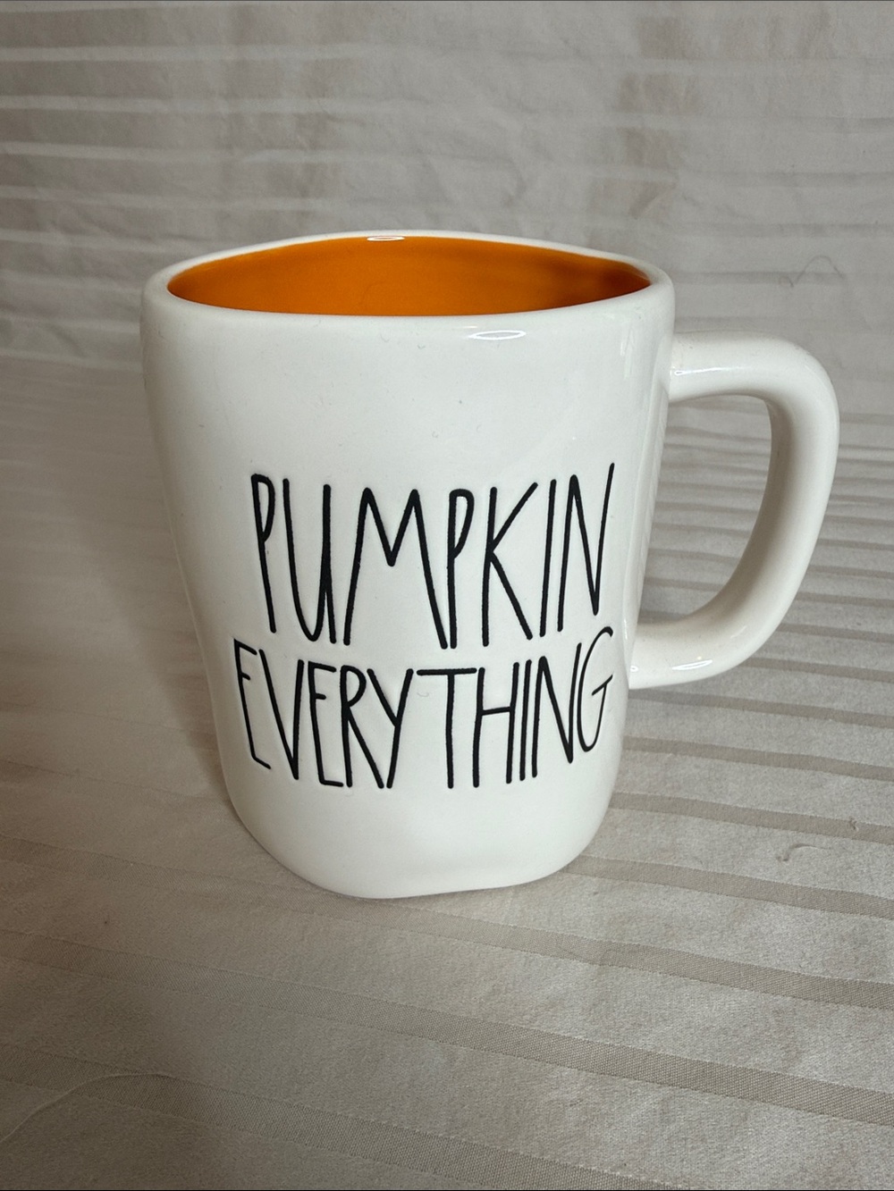 Rae Dunn White Mug with Orange Interior - "PUMPKIN EVERYTHING"